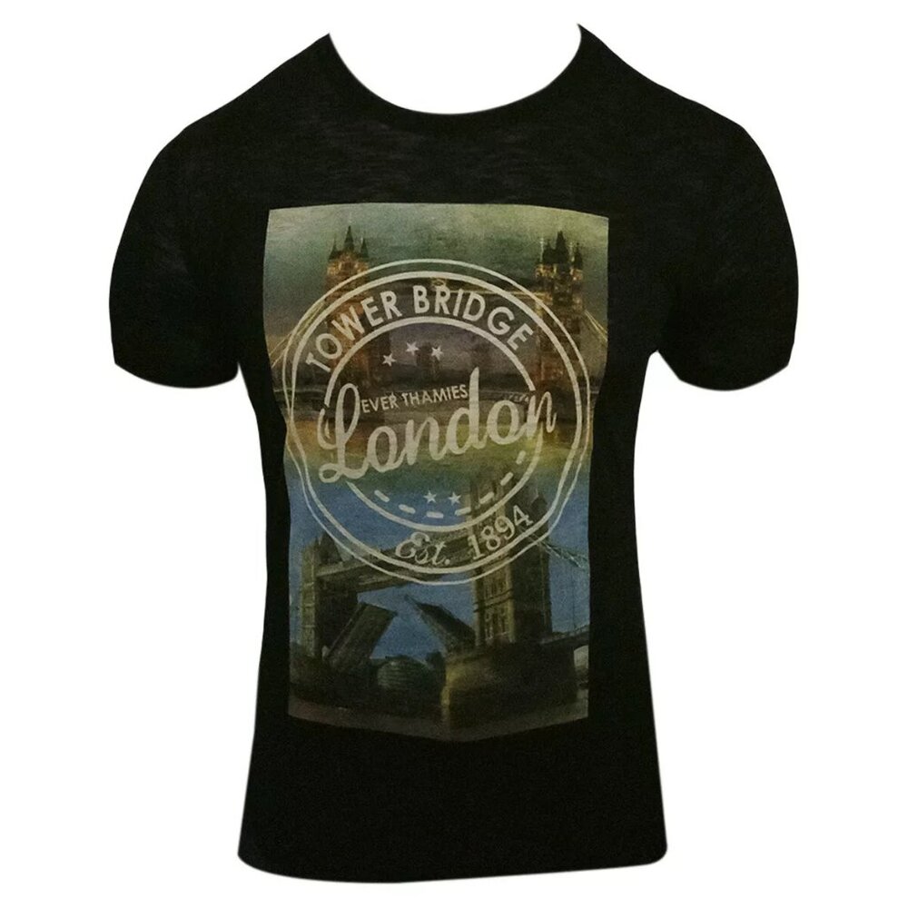 NWT LONDON ENGLAND MEN'S BLACK CREW NECK SHORT SLEEVE T-SHIRT SIZE M L